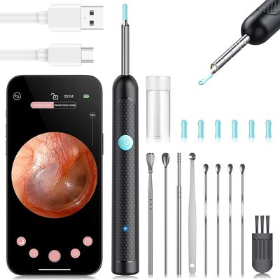 2025 Upgraded Visual Ear Cleaner with 1080P HD Camera & 6 LED Lights, Ear Wax Removal Tool with 6 Ear Spoon for Adults/Kids,Waterproof, 360 Rotating Safe Design, Type-C Fast Charging(Black)