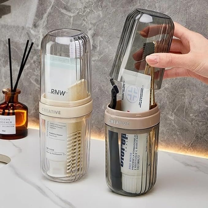 Copelle 2 PES Portable Transparent Toothbrush Cover case Toothbrush Holder & Anti-Bacterial Tooth Brush Holder Bathroom | Germ Protection, Ideal for Home & Travel Accessories(2 Pc,Multicolor)