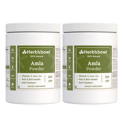Herb's Bowl Amla Powder, Natural Vitamin C Supplement for Hair, Skin and Immunity, Vegan, Gluten-Free (1 Kg)