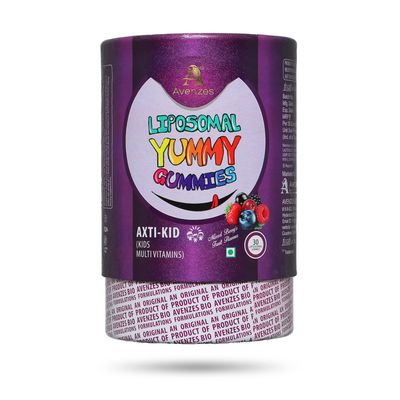 Avenzes Liposomal Yummy Gummies Axti-Kid | Multivitamin Gummies for Kids | Helps Boosts Immunity, Energy, and Growth | Liposomal Delivery for Absorption | Mixed Berry Flavour | 30 Gummies Pack