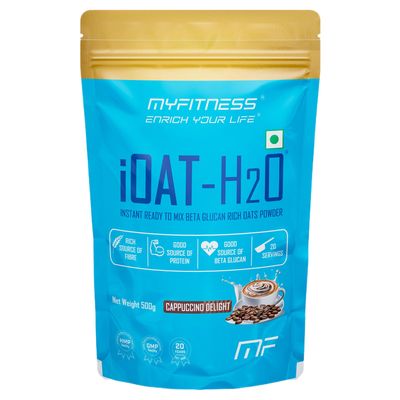 Myfitness iOat H2O | Instant Ready To Mix Beta Glucan Rich Flavoured Oats Powder | Myfitness Oats Breakfast Cereals (500g (Pack Of 1), Cappuccino Delight)