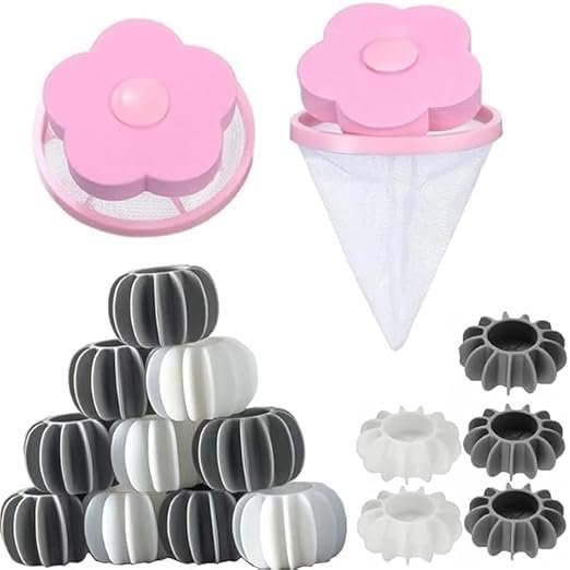 YTANYZ Laundry Dryer Balls Net Laundry Mesh Bag 2 Pcs Washing Machine Floating Lint Mesh Bagsset- Hair Catcher, Lint Trap, And Eco-Friendly10 Pcs Reusable Dryer Balls (Multicolor) (COMBO-2)