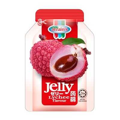 Jerams Grab n Go Lychee Flavoured Jelly 180g | 10 Mini Cups | Juicy Fruit Jelly Snack | Fat & Cholesterol Free | Vegetarian & Halal Certified| Imported from Malaysia