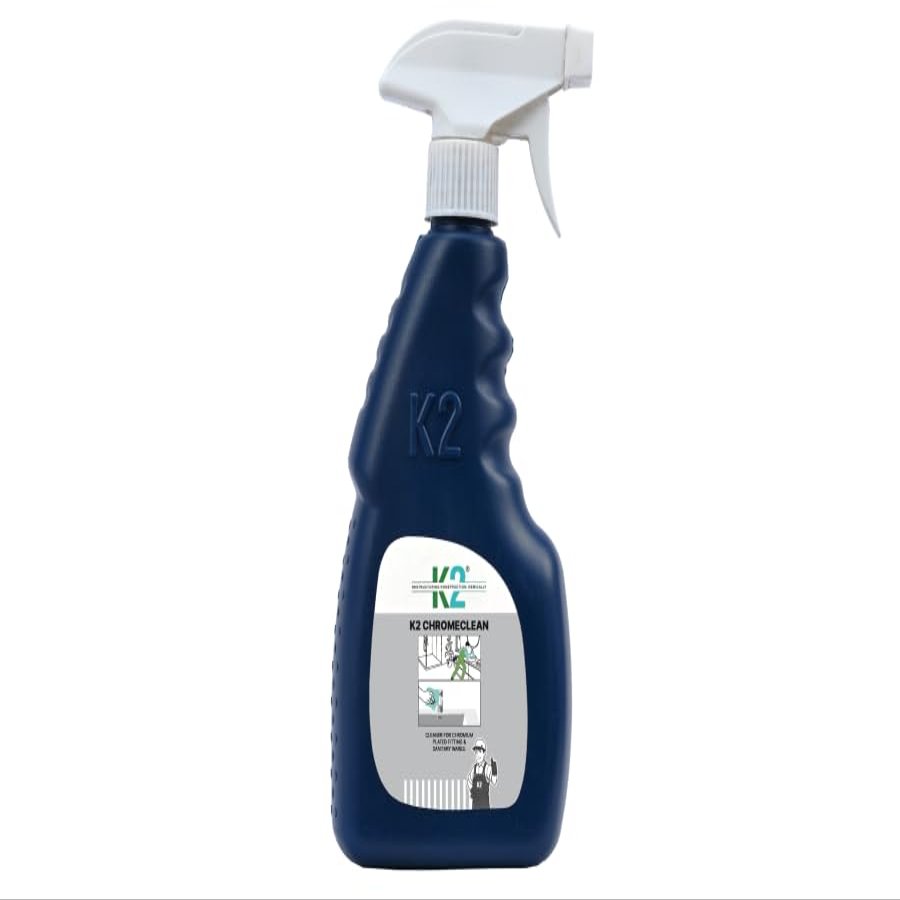 K2 Chrome Cleaner for Taps, Showers & Bathroom Fittings 500ml | Removes Hard Water Stains, Rust, and Lime Scale | Tap & Chrome Polish for Mirror Shine Finish