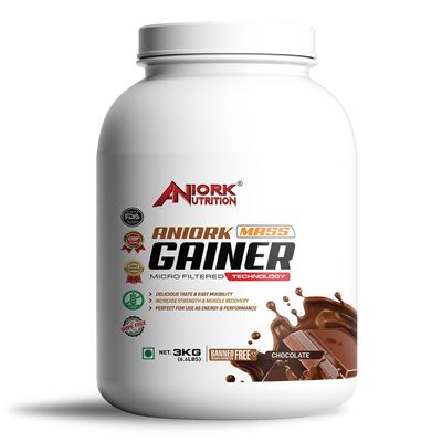 Aniork Mass Gainer 3kg Chocolate - 15GM Protein for Strength & Performance | Supports Weight Gain & Muscle Recovery | Developed with Micro-Filtered Technology