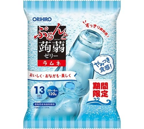 ORIHIRO Purunto and Konjac Jelly Pouch Ramune 20g Pouch x 6 Pieces | Made in Japan