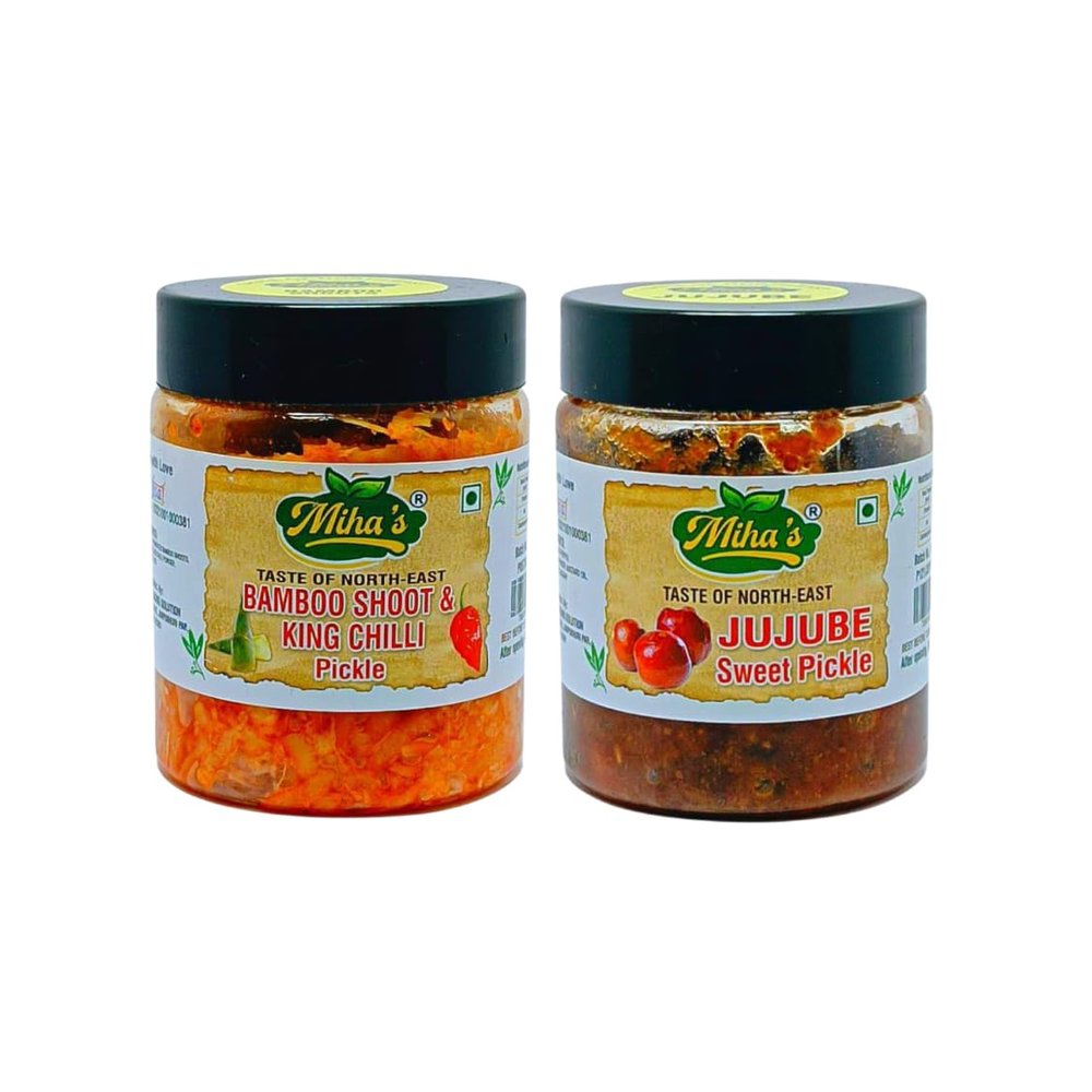 Miha's North-East Pickle Combo Pack, Bamboo Shoot & King Chilli Pickle and Jujube Sweet Pickle