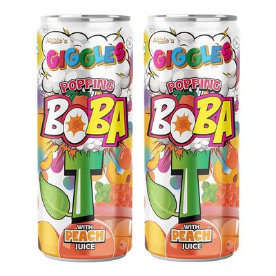 Abbie's Giggles Popping Boba T with Peach Juice Drink, 320 ml Pack of 2, Ready to Drink