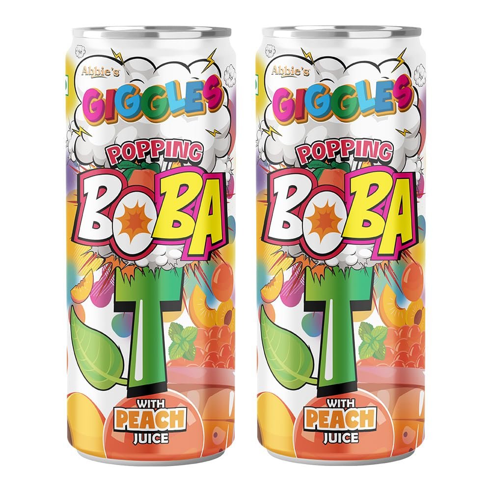 Abbie's Giggles Popping Boba T with Peach Juice Drink, 320 ml Pack of 2, Ready to Drink