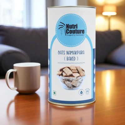 Nutri Couture Oats Namakpara | Healthy Baked Snack | Made with Olive Oil | High Fiber and Beta-Glucan Rich Oats | Low Calorie Guilt-Free Munching | No Preservatives | Perfect Tea Time Snack