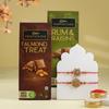 FlowerAura Premium Rakhi For Brother Combo Include Set of 2 Golden Motif Rakhi With Chocolate, Hazelnut Rocks & Roli Chawal Set - Rakhi Gift For Brother, Bhai, Cousins, Kids (Same Day Delivery) view 1