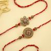 FlowerAura Premium Rakhi For Brother Combo Include Set of 2 Golden Motif Rakhi With Chocolate, Hazelnut Rocks & Roli Chawal Set - Rakhi Gift For Brother, Bhai, Cousins, Kids (Same Day Delivery) view 3
