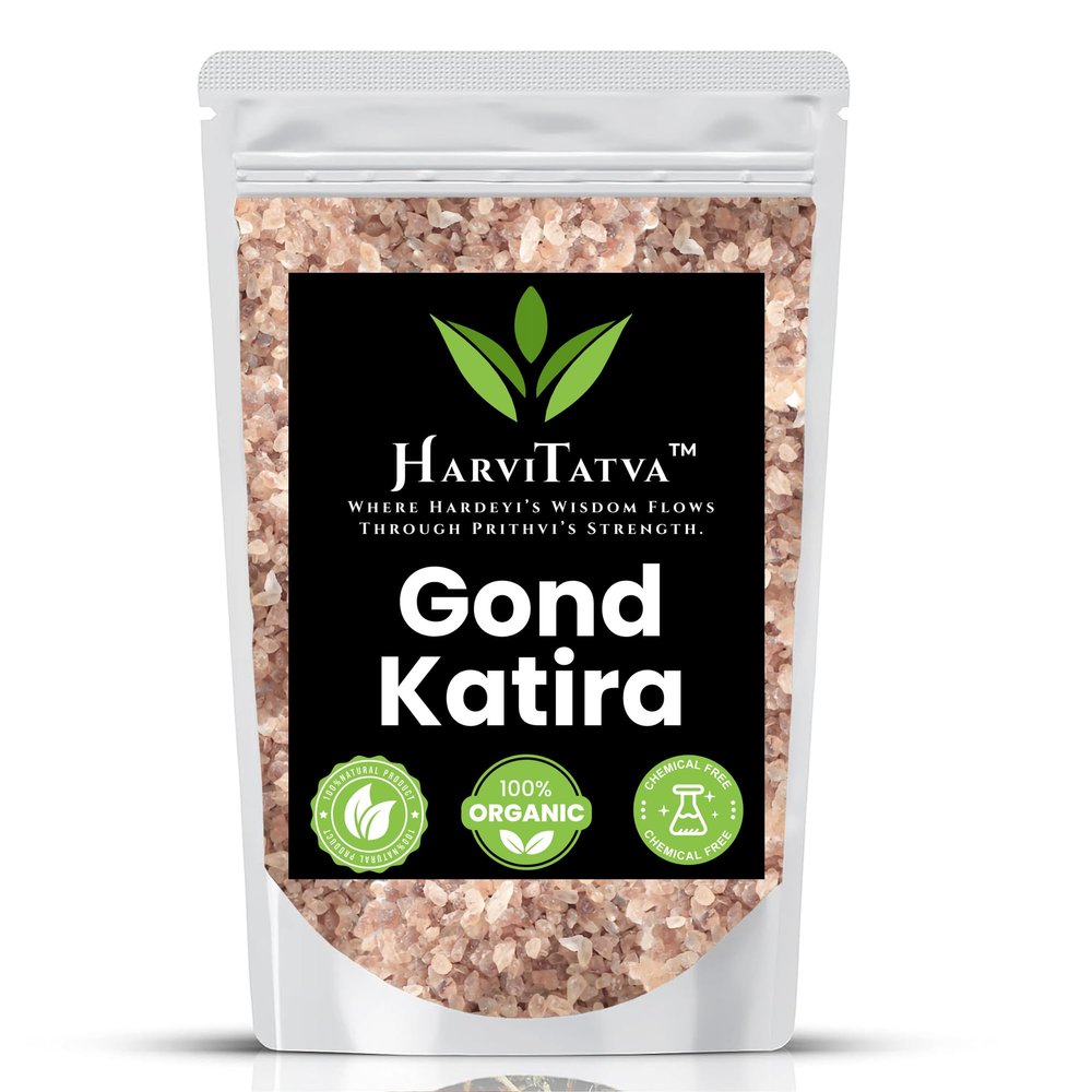 HarviTatva Gond Katira Whole (Tragacanth Gum) | 100% Natural, Organic & Edible | Badam Pisin | Kathira Gond | Babool Gond | High Cooling Properties Herbal Food 200gm