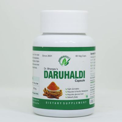 Bhargav Ayurveda I Daruhaldi Capsule | Glucose Level | Detoxify Body | Skin Allergy | Rectify Metabolism | Loose Motion| Anti Allergic I Anti Bacterial |Support Sugar Metabolism | 60 Capsules (1)