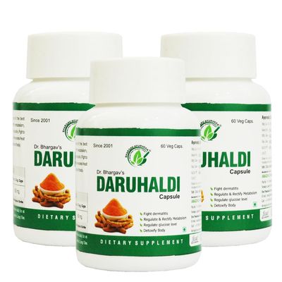 Bhargav Ayurveda I Daruhaldi Capsule | Glucose Level | Detoxify Body | Skin Allergy | Rectify Metabolism | Loose Motion| Anti Allergic I Anti Bacterial |Support Sugar Metabolism | 60 Capsules (3)