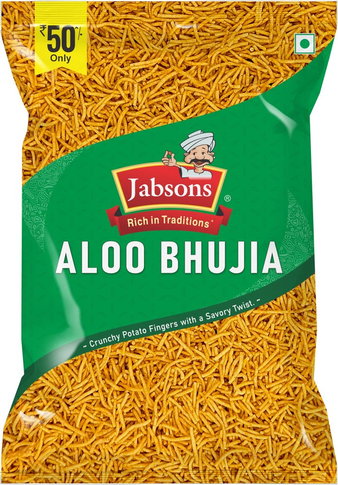 Jabsons Aloo Bhujia 160g | Spicy & Crunchy Potato Sev Snack | Indian Namkeen, Tea-Time Snack | Zero Transfat & Cholestrol