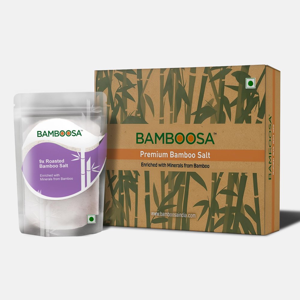 BAMBOOSA 9x Bamboo Salt 500g | Premium Korean Alkaline Salt | 9 Times Roasted in Bamboo for 60+ Trace Minerals | Mineral Rich, Low Sodium, Iodine Enriched Salt | Healthy Cooking & Oral Care