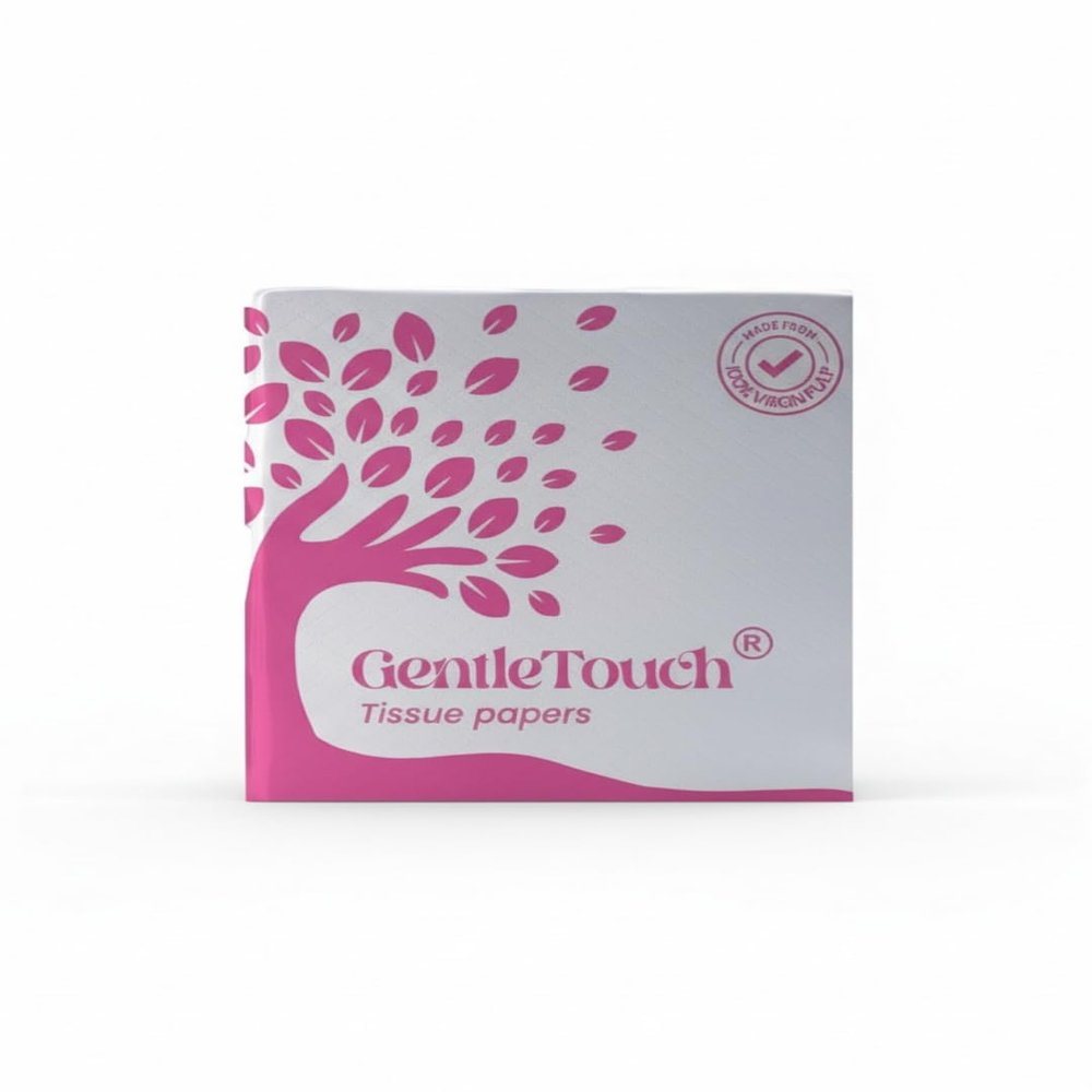 GentleTouch Premium Soft Tissue Paper Napkins (100 Sheets x Pack of 1) | 100% Virgin Pulp, Super Absorbent Facial & Table Tissues | Hygienic, Biodegradable & Multipurpose for Home,Office & Travel Use