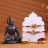 FlowerAura Premium Rakhi For Brother Combo Include Set of 2 Mahadev Blessing Rakhi With Lord Shiva Idol Showpiece, 500g Rasgulla & Roli Chawal Set - Rakhi Gift For Brother, Bhai, Cousins, Kids view 2