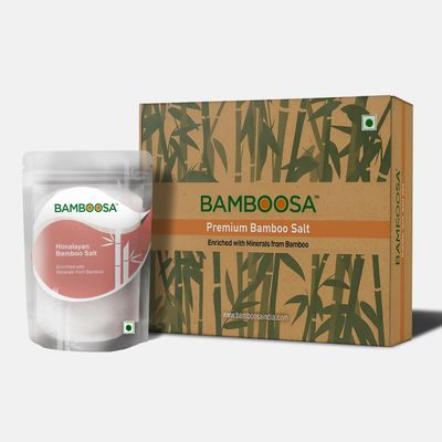 BAMBOOSA Himalayan Bamboo Salt 250g | Naturally Iodised Himalayan Salt | Roasted in Bamboo for 70+ Trace Minerals | Alkaline, Mineral Rich, Low Sodium Salt for Healthy Cooking