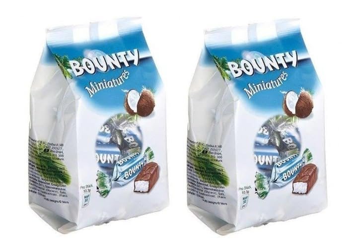 Bounty Miniature Chocolates  Individually Wrapped Coconut Treats 220g Each Pack of 2 (Imported)