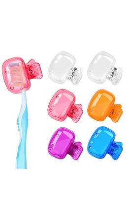 AYSHPAVI 6 Pack Toothbrush Cover Portable Travel Toothbrush Protector Coverings Clips Cap Brush Plastic Clip's Covers for Household Travel, Camping, Bathroom, School, Work (Multicolor)