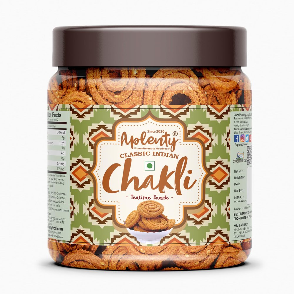 Aplenty Chakli/Murukku/Chakri Namkeen | Chakoli Kerala Special Bhajni Chaklee | Soft Crispy Namkin | Homemade Indian Tasty Snacks | Ready To Eat Crunchy Snacks (200G, Savory) - Pack of 2