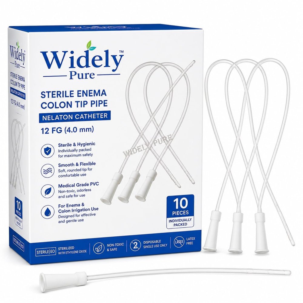 Widely Pure Sterile Enema Colon Tip Pipe Individually Packed, Nelaton Cathetor (12 FG) (10 Piece) (10)