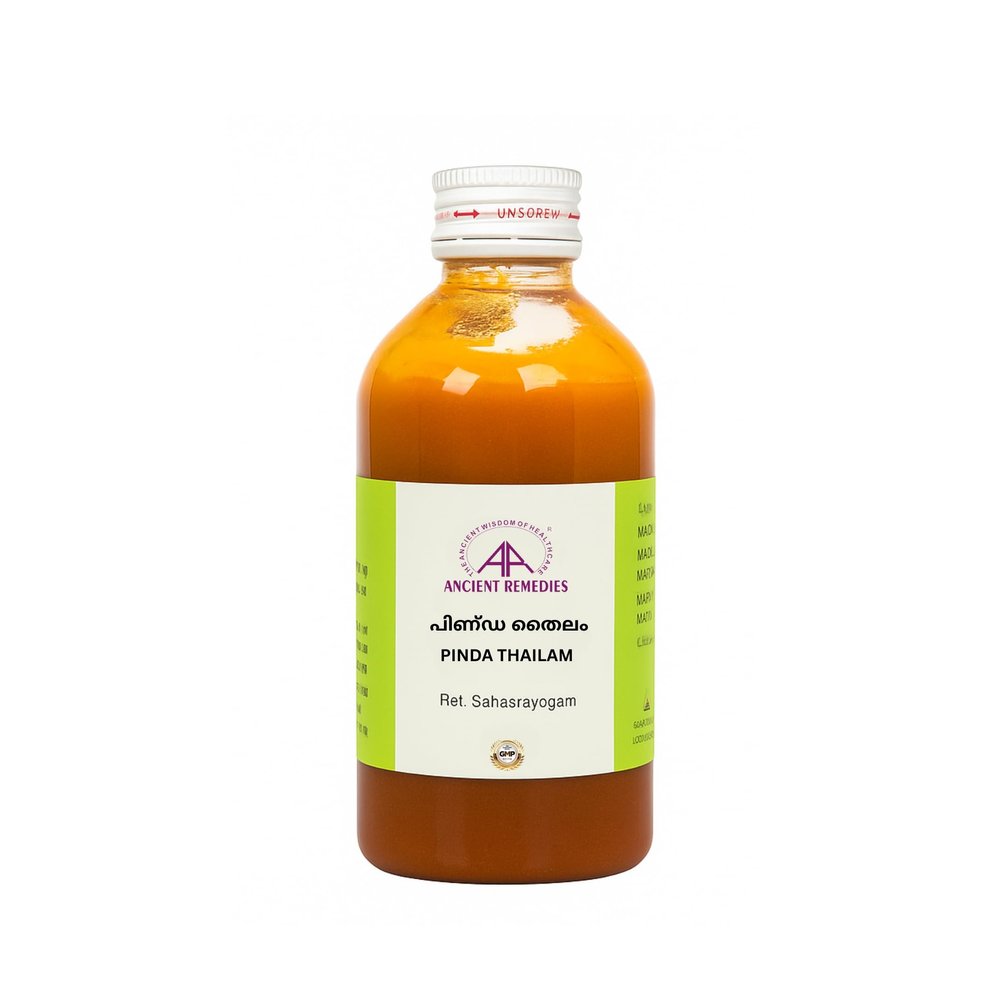 Ancient Remedies Pinda Thailam for Joint Pain Relief | Ayurvedic Oil for Gout, Swelling & Inflammation | Herbal Massage Oil with Manjistha, Anantamul & Sesame Oil | Pitta Balancing | 200 ML