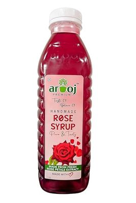 Arooj Premium Rose Syrup (handmade) Made with Fresh Rose Extracts | Natural Refreshing Concentrate for Beverages & Desserts | 700ml