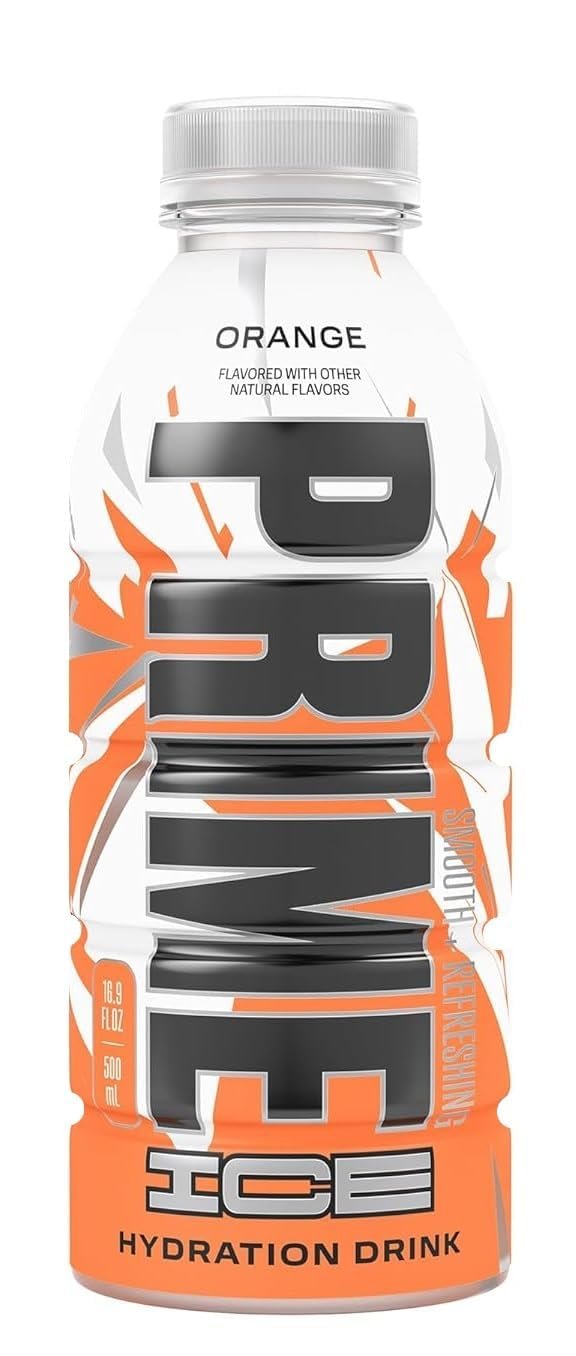 Prime Energy Ice Drink, Orange Flavor, Natural Flavors, 16.9 fl oz, 500ml Bottle (From USA)