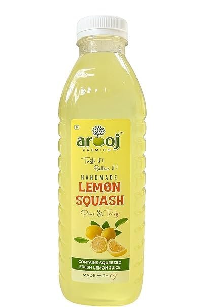 Arooj Premium Lemon Squash (handmade)  Refreshing Summer Drink Concentrate with Fresh Lemon Juice | Natural & Tangy Beverage | 700ml