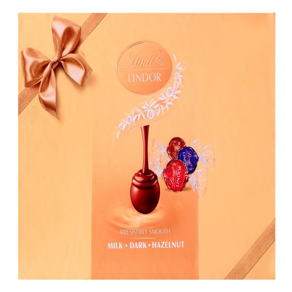 Lindt Lindor Assorted Festive Gift Pack  Milk, Dark Chocolate & Hazelnut 112.5 gm (6 Cornet Balls)