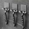 Bathroom Razor Organizer: Wall-Mounted Stainless Steel Razor Holder for Men's Shaving  Secure & Convenient Adhesive Installation view 1