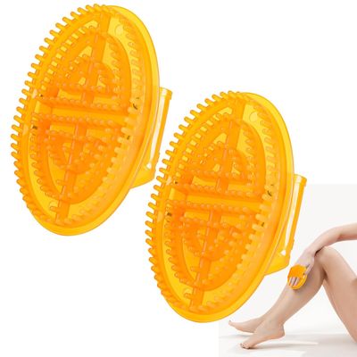 2Pcs Meridian Brush For Massage, Full Body Massage Brush, Meridian Brush Natural Bristle Dual Set With Long Handle And Storage Cord (yellow)