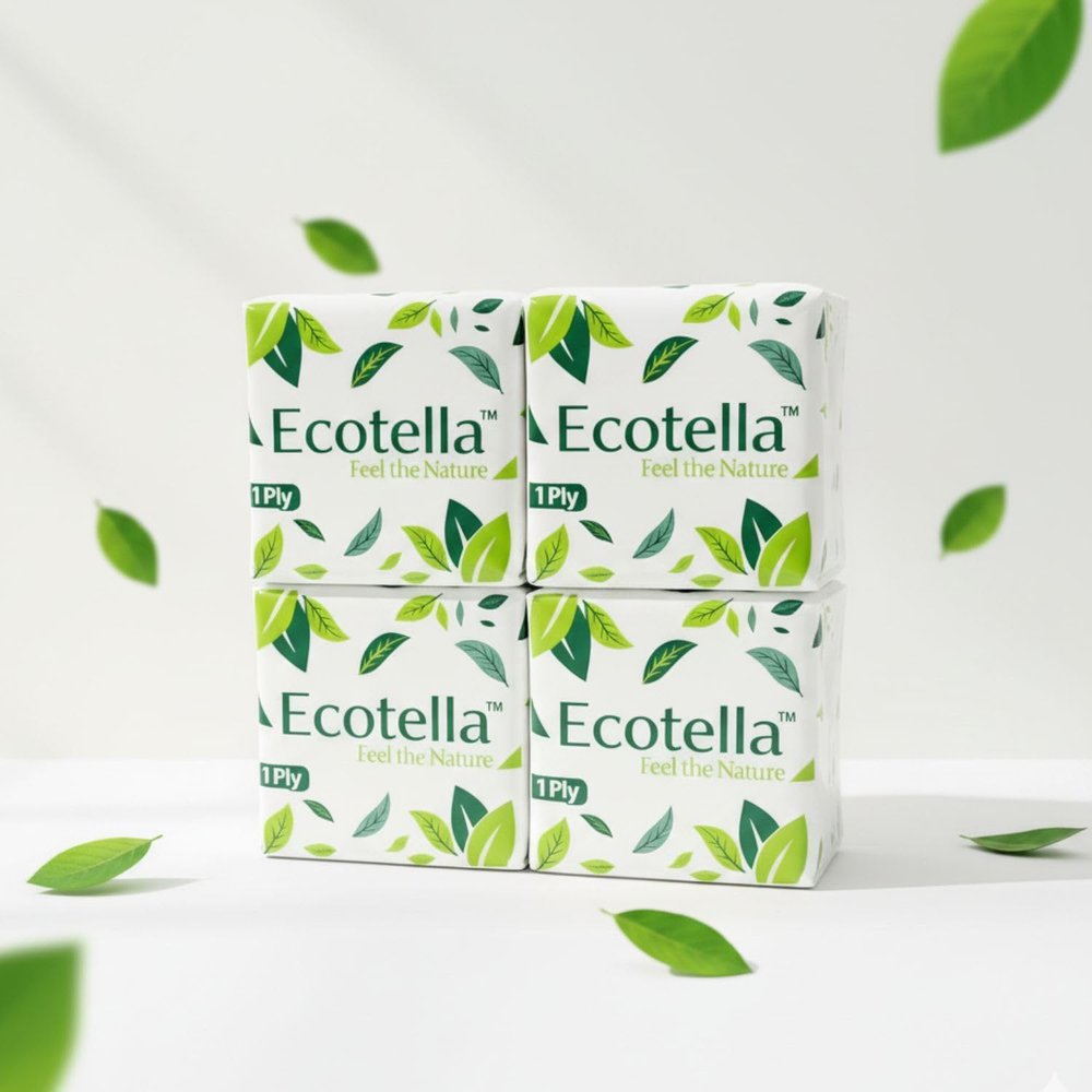 ECOTELLA 1 Ply Soft Tissue Paper Napkins | Biodegradable & Eco-Friendly | Lightweight, Disposable Facial Tissues for Home, Office & Trave (4)