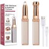 2-in-1 Eyebrow Trimmer & Facial Hair Remover for Women | Rechargeable Epilator with Built-in Ring Light | Face, Upper Lips, Chin, Nose, and Cheeks Hair Removal Tool (Gold) view 1