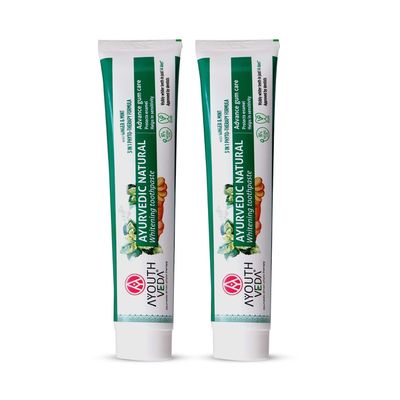 Ayouthveda Natural Whitening Toothpaste| Prevents cavities| Prevents plaque build-up| Reduces Sensitivity| Ayurvedic Formula, Chemical-Free| For Men & Women| 100g, Pack of 2