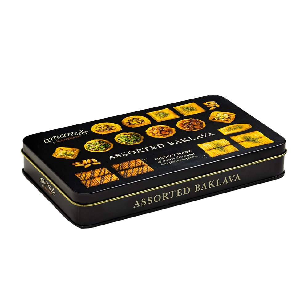 Almond HouseAssorted Baklava - 15 Pcs (TIN BOX) | Cocoa Powder | Nutritious | | No Processed Sugar No Artificial Flavor & No added colours |Sweet allure of honey | Gluten Free | Perfect For Gifting | 330 gm