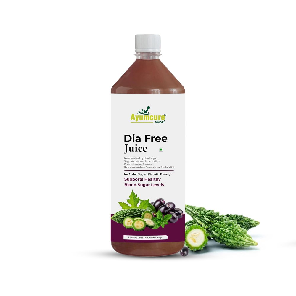 Ayumcure Dia Free Juice | Ayurvedic Juice for Blood Sugar Control | With Karela, Jamun, Amla, Giloy, Tulsi & More | Natural Antioxidants | Sugar-Free | Safe for Diabetics | For Men & Women | 1L