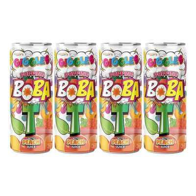 Abbie's Giggles Popping Boba T with Peach Juice Drink 320ml Ready To Drink (Pack of 4)
