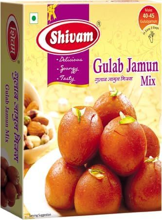 Shivam Gulab Jamun Mix 400g + Chiwda Masala 50g | Traditional Indian Sweets & Snacks Combo | Instant Dessert Mix for Soft Gulab Jamun | Spicy Namkeen Chiwda Masala | Festive Gift Pack