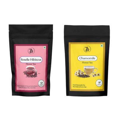79 Degree Chamomile and Roselle Hibiscus flower tea combo pack| Sleep Assistance | Caffiene Free| Hot or Iced I Rich in Vit-C
