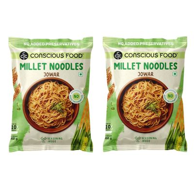 Conscious Food Millet Noodles | 162g | Pack of 2 | No Preservatives | No Maida | No Msg | No Artificial Colors or Flavors, No Trans Fat & Cholesterol