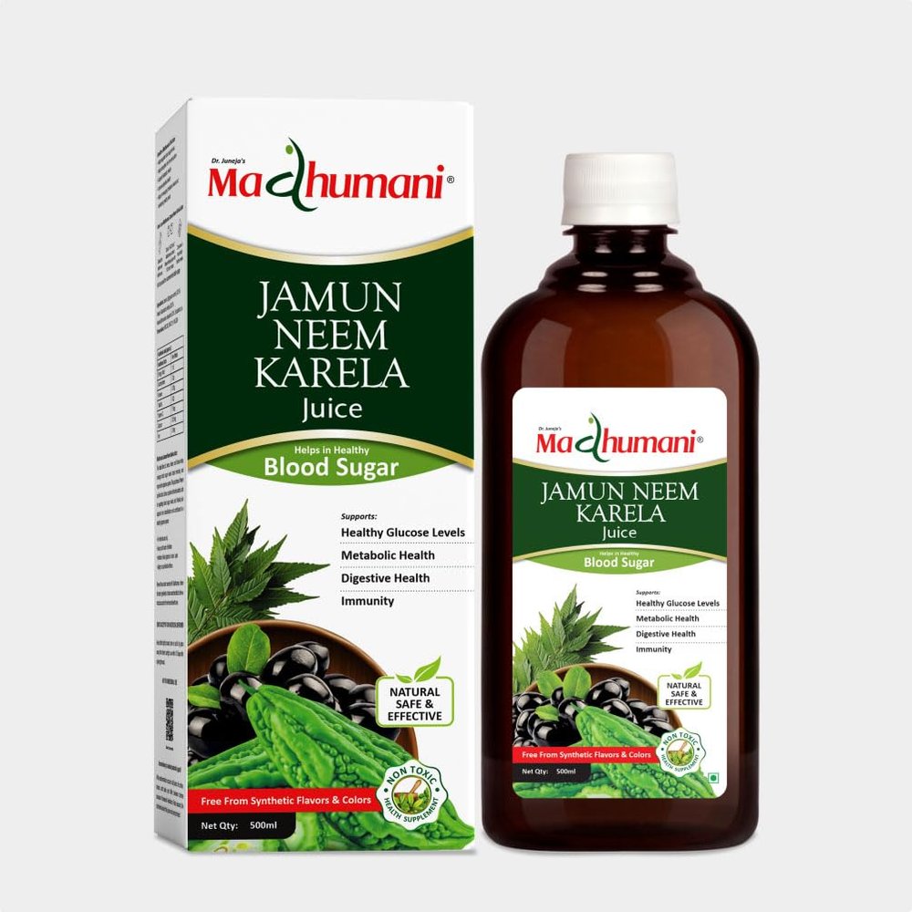 Madhumani Jamun Neem Karela Juice - 500ML | Ayurvedic Health Juice For Diabetic Care | Helps Control Blood Sugar Level | Good for Metabolic & Digestive Health