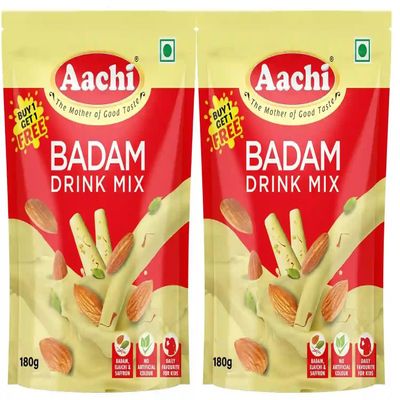 Aachi Badam Drink Mix with Cardamom and Saffron, 180g Pack, Buy 1 Get 1 Free