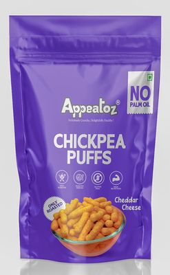 Appeatoz Chickpea Puffs Cheddar Cheese | Just Roasted, Gluten-Free Healthy Snacks | No Palm Oil, High Protein & Fibre | Tasty Crunchy Roasted Puffs for Kids & Adults - Pack of 3
