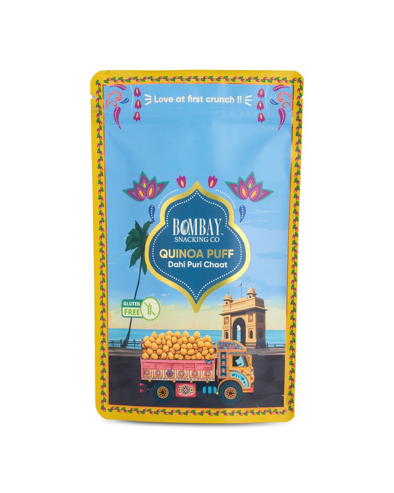 Bombay Snacking Company Quinoa Puff | Dahi Puri Chaat Flavour | Roasted Snack | 60g