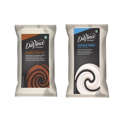 Davinci Gourmet Cocoa & Frappe Combo | Premium Hot Chocolate (1kg) + Frappease Coffee Mix (1.5kg) | Caf-Style Beverages for Home & Commercial Use | Perfect for Hot Chocolates, Frappes, Smoothies