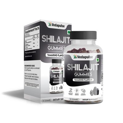 Vedapulse Shilajit/Shilajeet Gummies with Ashwagandha & Safed Musli | Boosts Stamina, Energy Level & Immunity Pack of 30 Gummies (TAMARIND Flavour)